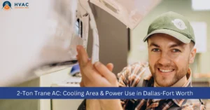 Two 2-ton Trane AC units showcasing cooling efficiency and power usage in the Dallas-Fort Worth area.