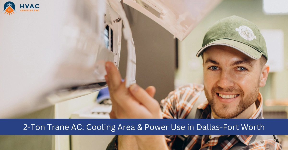Two 2-ton Trane AC units showcasing cooling efficiency and power usage in the Dallas-Fort Worth area.