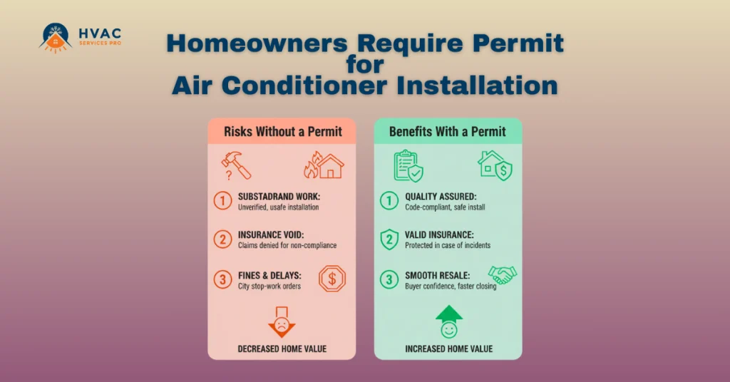 Informational graphic stating that DFW homeowners are required to secure a permit for air conditioner installation.