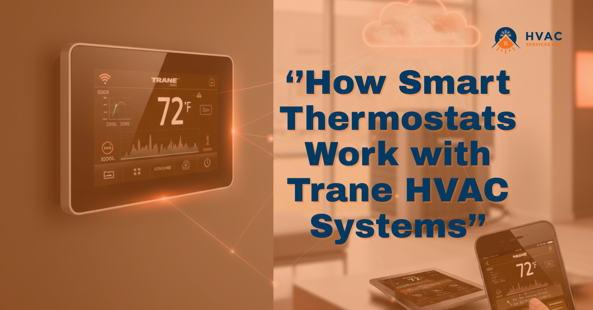 Diagram illustrating the integration of smart thermostats with Trane HVAC systems for efficient climate control.