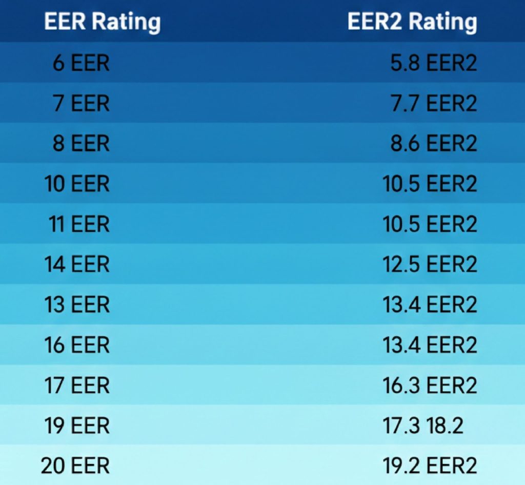 EER and EER2 ratings comparison chart